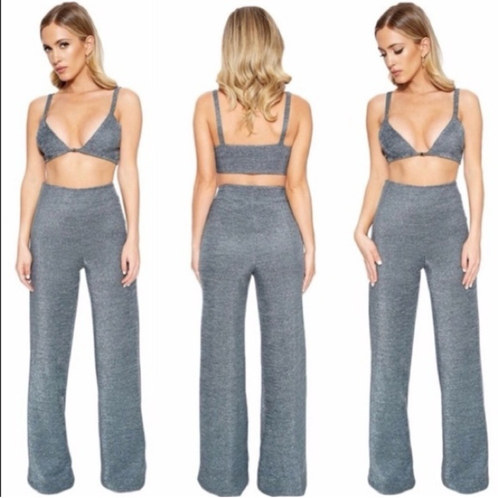 Naked Wardrobe Shine Through Wide Leg set